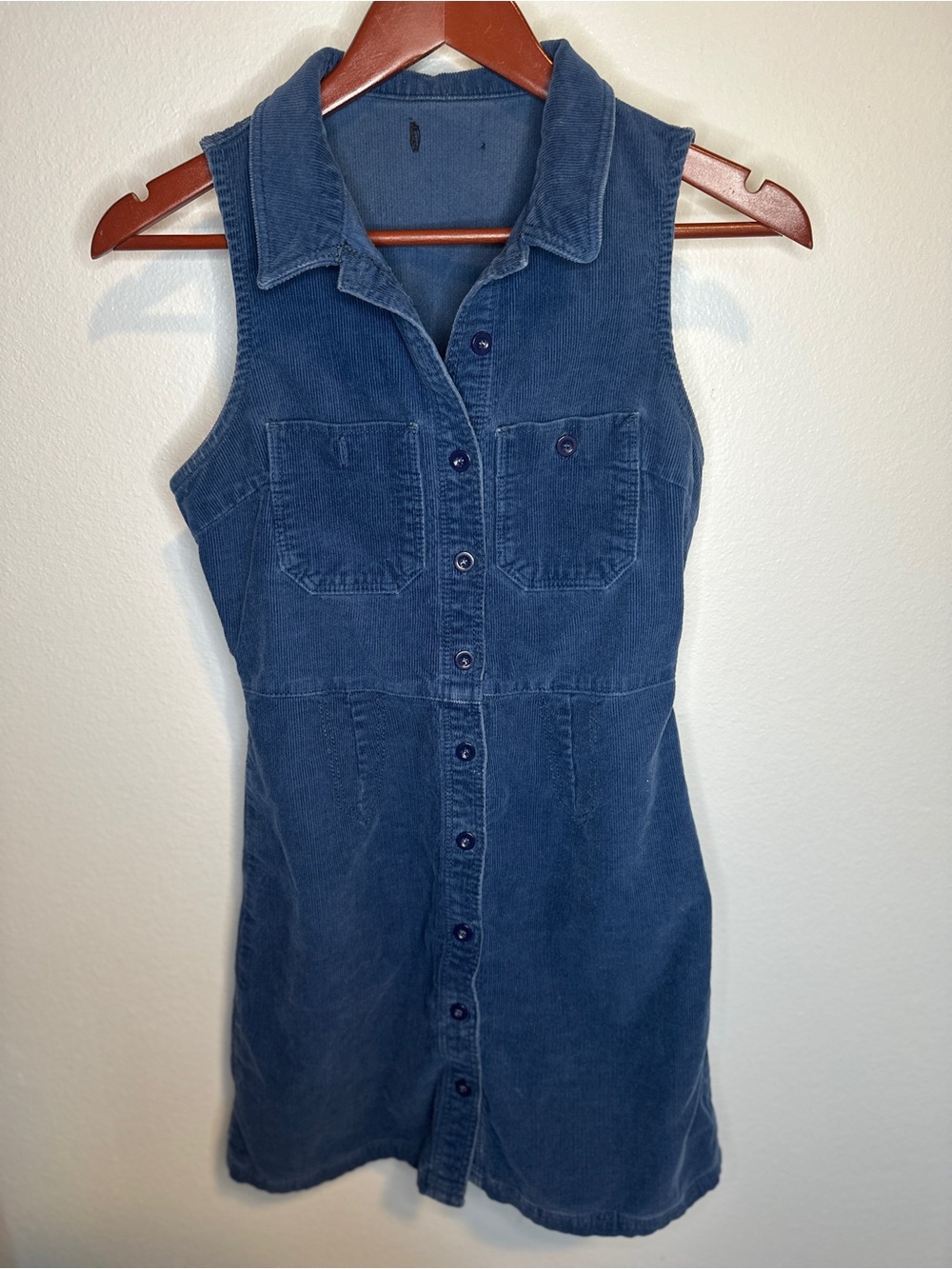 Topshop Sleeveless Button-Front Corduroy Dress - Size 4